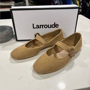 Larroude Natural Mary Jane Flats